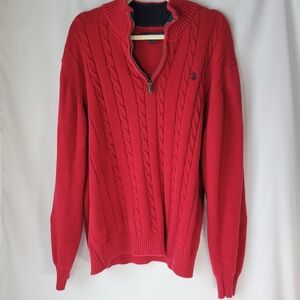 US Polo Assn Mens XXL Red Cable Knit Long Sleeve 1/4 Zip Pullover Sweater USPA